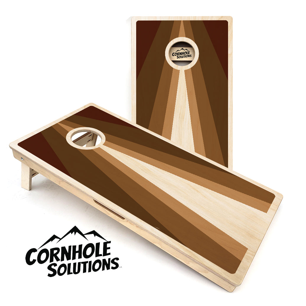 Retro Wood Triangle Design - Regulation 2' by 4' Tournament Cornhole Set - 18mm (3/4″) Baltic Birch