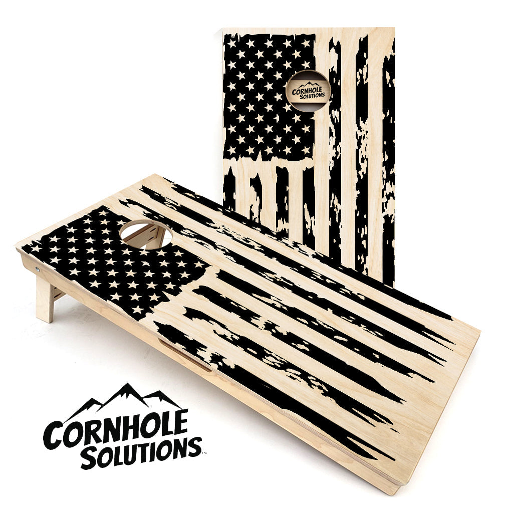 Wooden USA Flag Design - Regulation 2' by 4' Tournament Cornhole Set - 18mm(3/4″) Baltic Birch